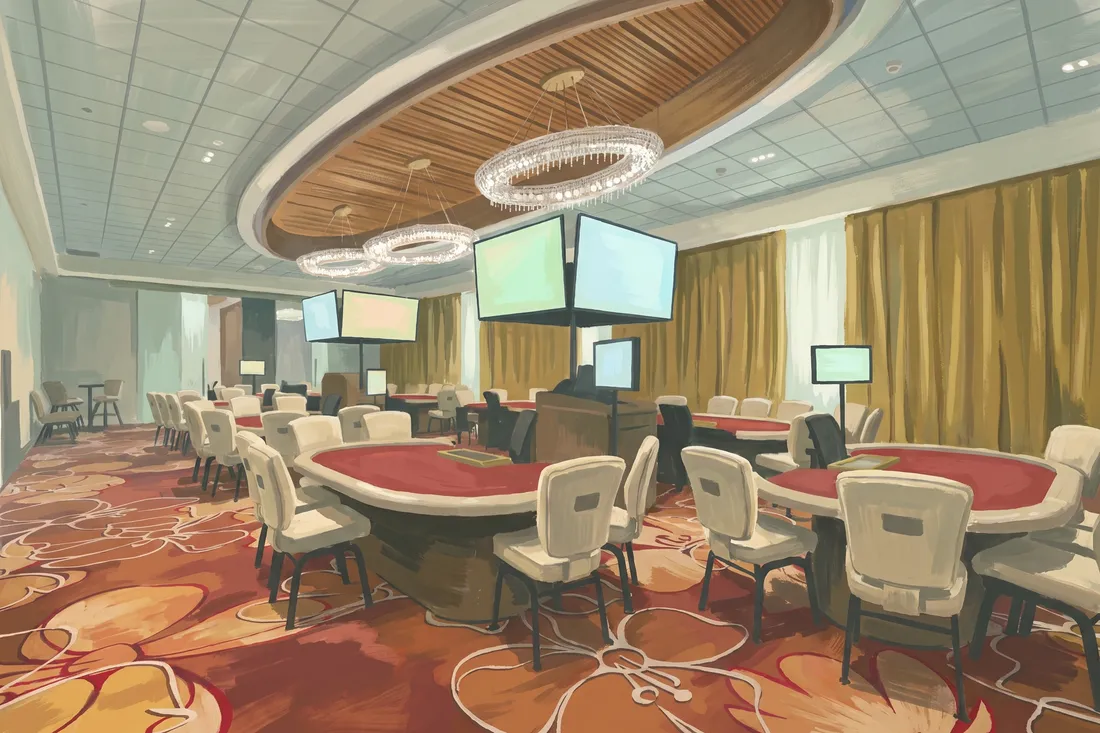 Table games room at ACE Casino Airport before opening