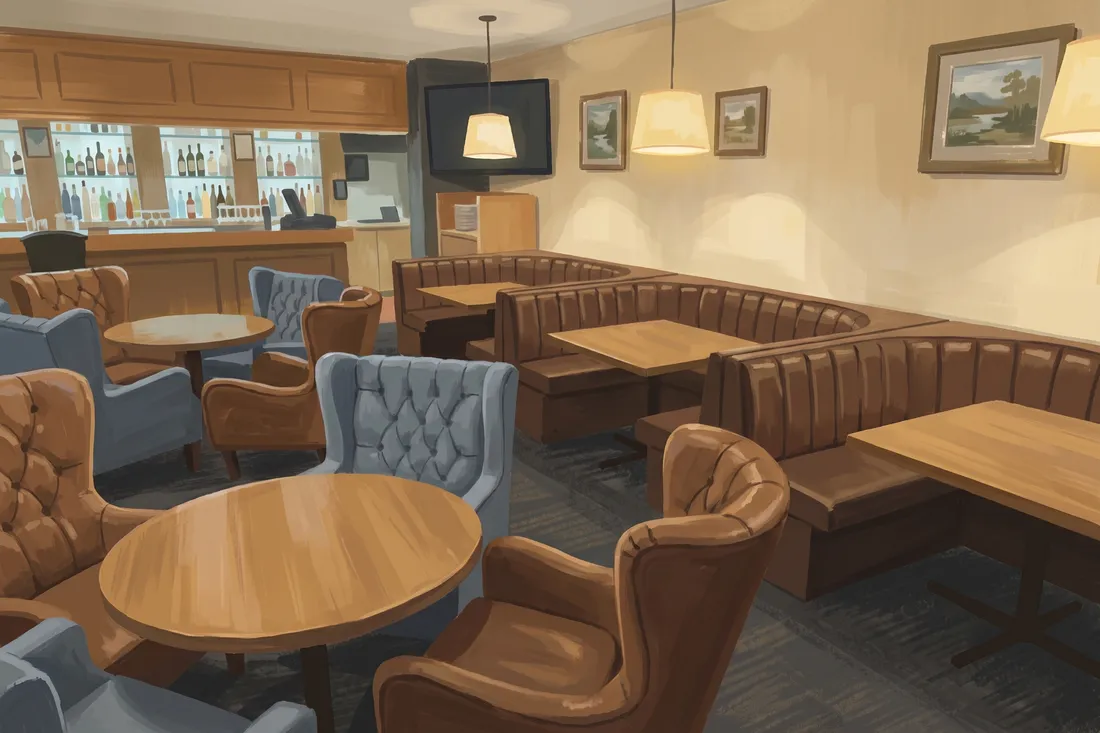Lounge with leather armchairs at Deerfoot Inn & Casino